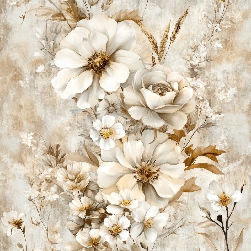 Neutralne kolory dzikie kwiaty boho zmieszane pszenica i trawa pampas Bukiet Boho royalty ilustracja