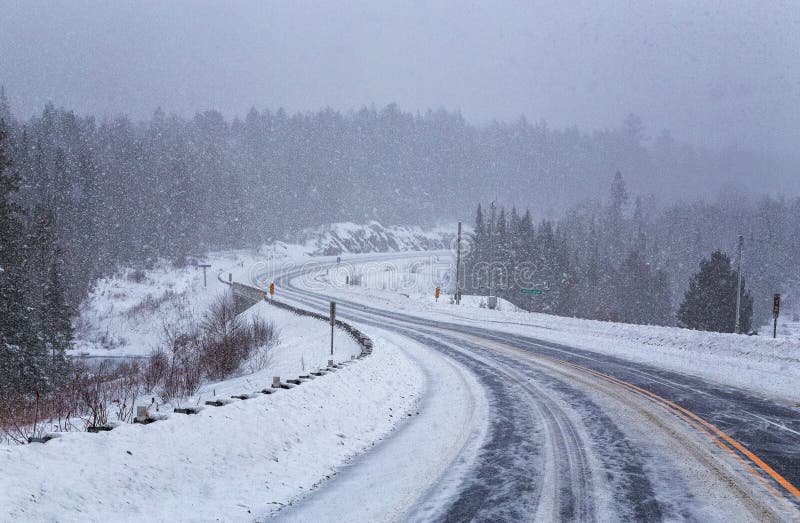 Tormenta de nieve en Algonquin en invierno fotos de archivo