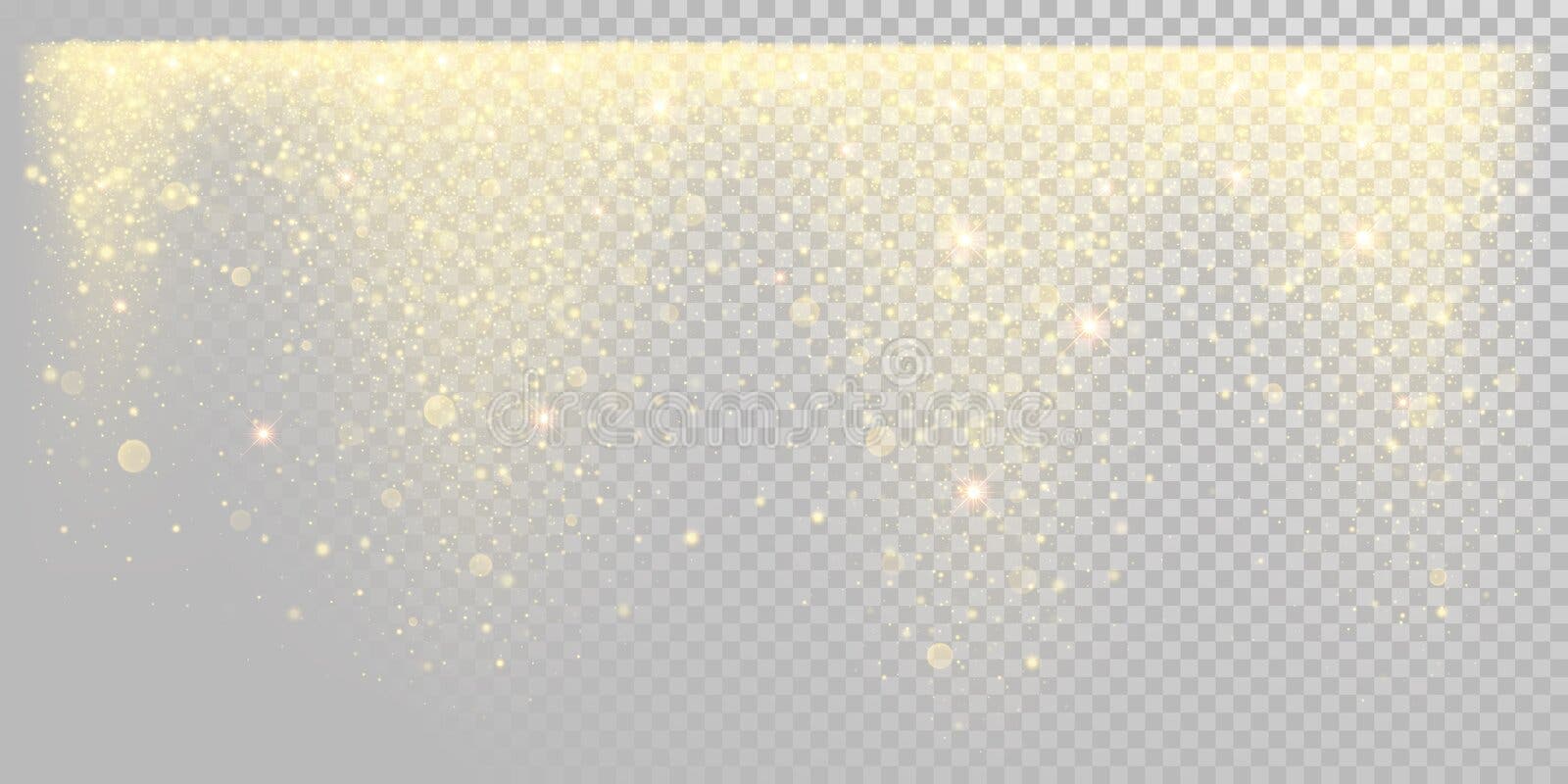Neve do brilho do feriado do Natal ou confetes dourados do ouro da efervescência no molde branco do fundo Brilho dourado da luz d Neve do brilho do feriado do Natal ou confetes dourados do ouro da efervescência no molde branco do fundo Brilho dourado da luz d