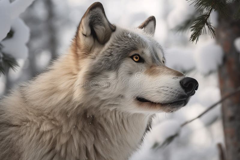 Lobo Na Neve Atraente Cena De Inverno Com Lobo Perto Do Lobo Na Neve. Rede Neural Gerada Ilustração Stock - Ilustração de lobos, floresta: 276092182