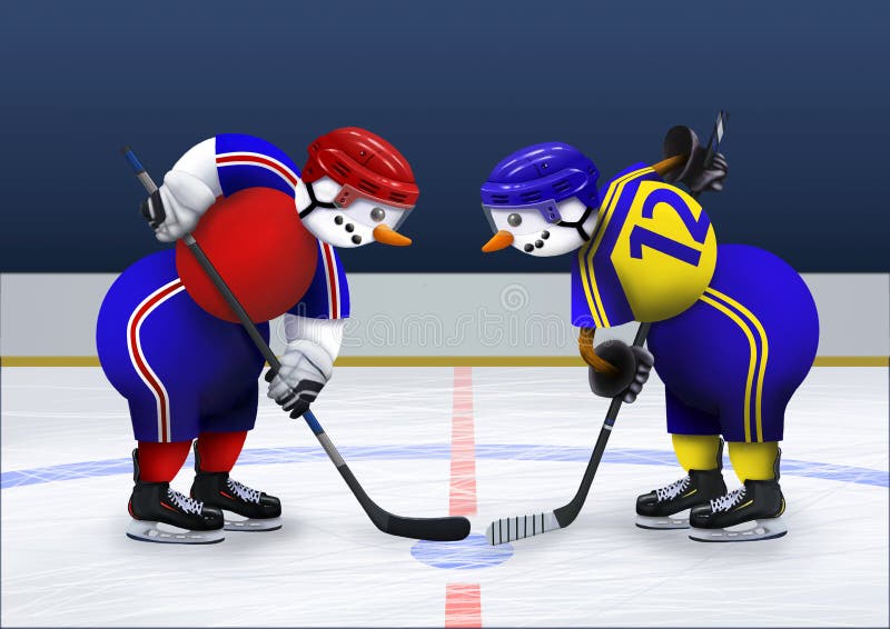 Neves jogando hóquei Ilustração de natal desportivo de inverno para fãs de hóquei ilustração royalty free Neves jogando hóquei Ilustração de natal desportivo de inverno para fãs de hóquei ilustração royalty free