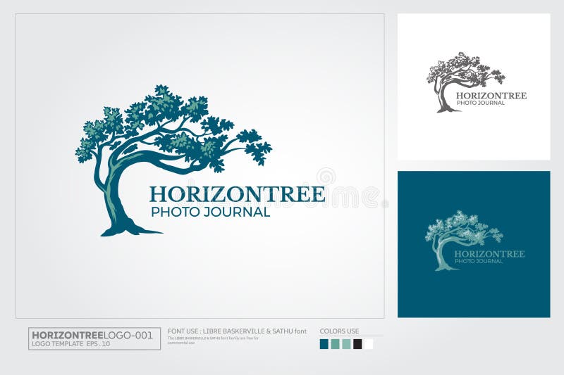 Horizon tree Photo Journal Vector Logo Design. royalty free illustration