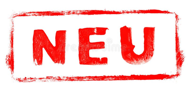 Red stencil frame: New banner in german language stock illustration