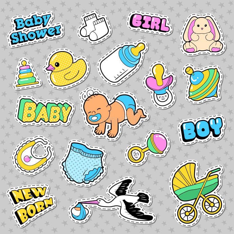 New Born Baby Stickers Patches Badges Scrapbook Baby