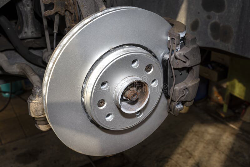 New Brake Disc with an Anticorrosion Layer, Mounted on the Front Hub