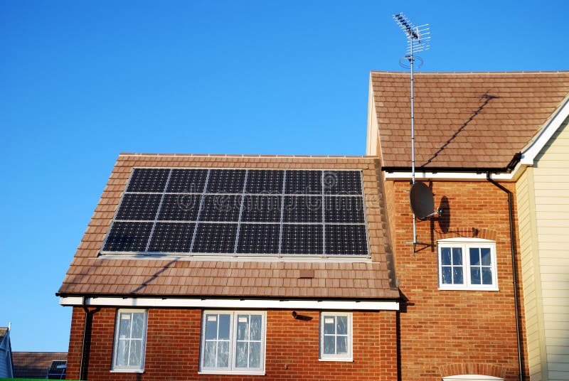 New build house with solar panels royalty free stock images