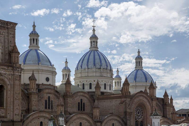 New Cathedral Domes in Cuenca, Ecuador stock photo