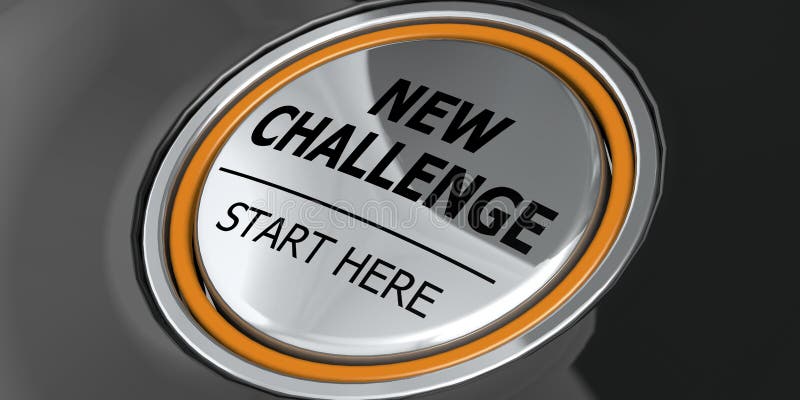 New Challenge Start Here Button on Black Background Stock Illustration