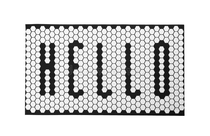 New Clean Door Mat with Word Hello Isolated on White, Top View Stock