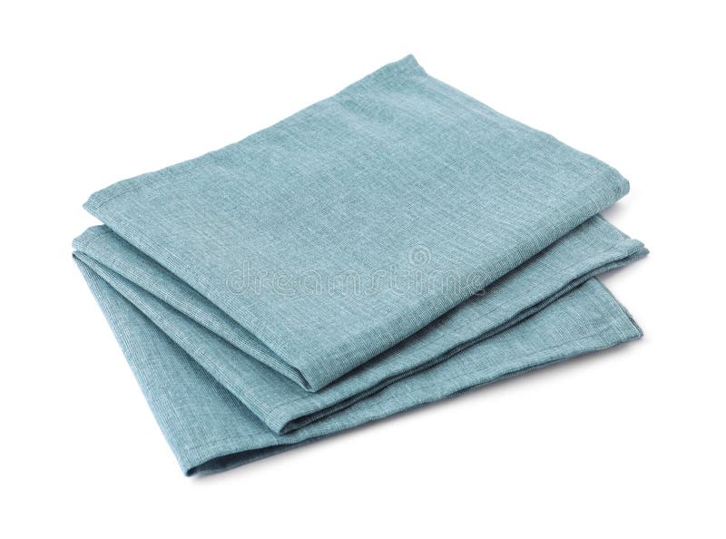 New Clean Light Blue Cloth Napkins Isolated on White Stock Image ...