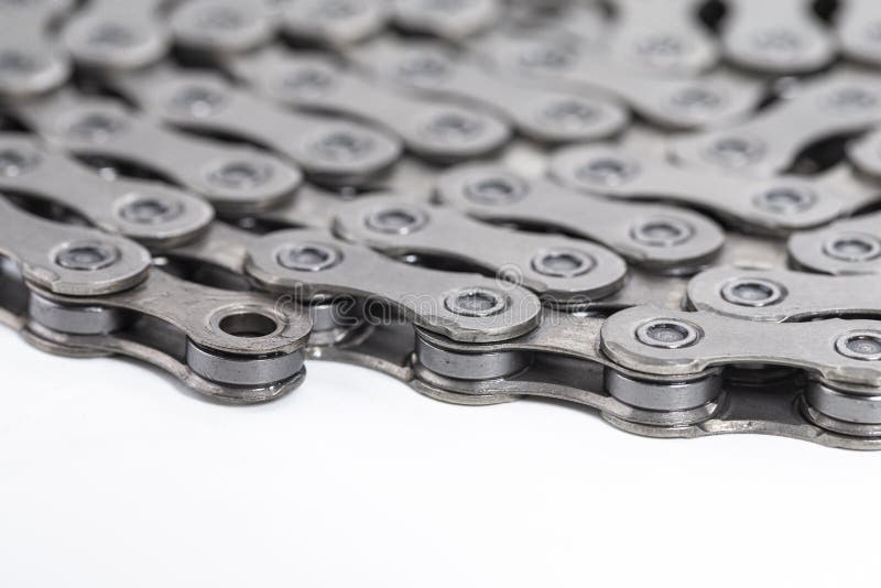 New Clean Oiled Twisted Circled Bicycle Chain Image Texture Isolated