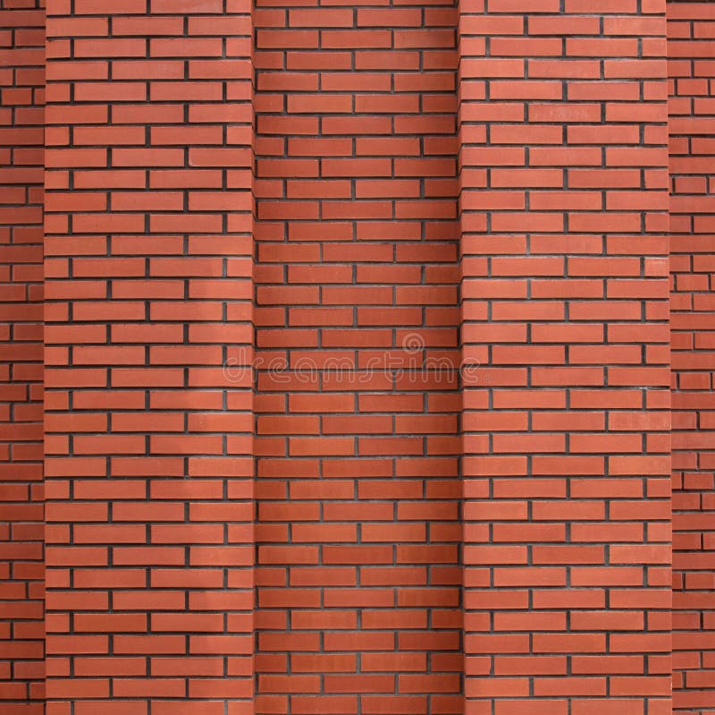 New and Clean Red Brick Wall with Two Columns Stock Image Image of
