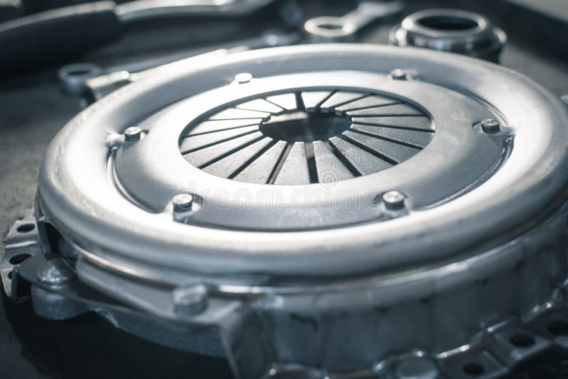 New Clutch Basket in a Car Service before Installation on a Car. Close