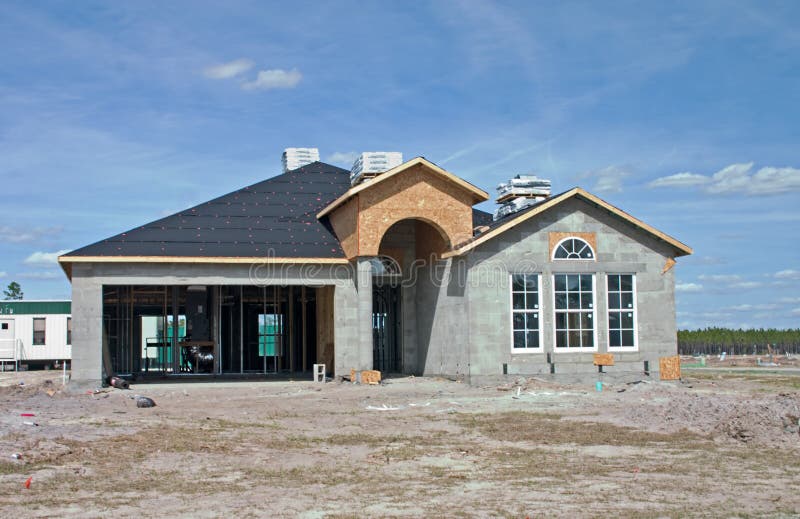 New Concrete Block Home Construction Stock Photo - Image: 1988126