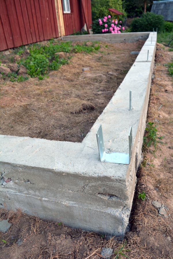 New Concrete Cement Foundation Near Farm House Stock Photo - Image of