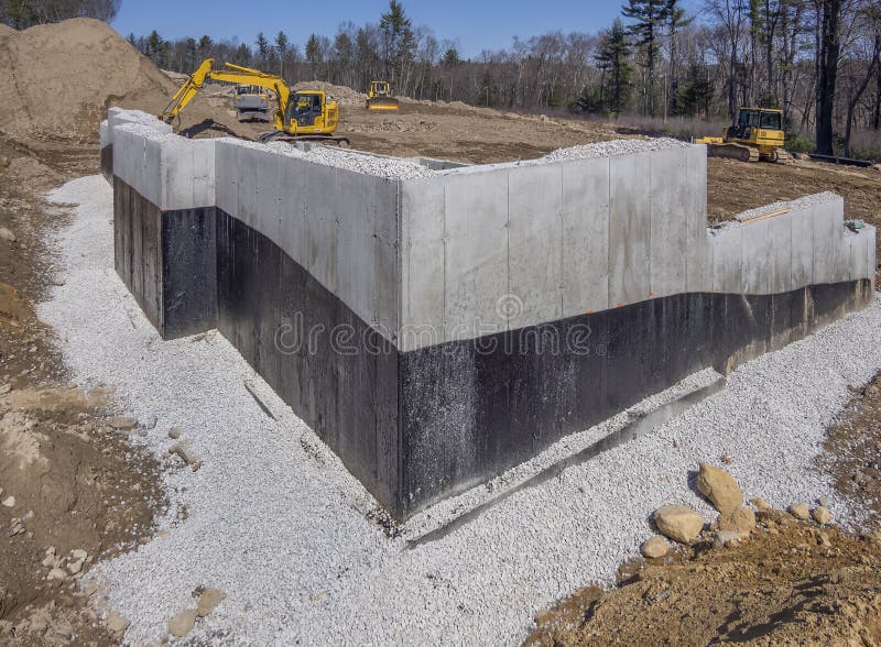 New Concrete House Foundation in the Suburbs Stock Image Image of