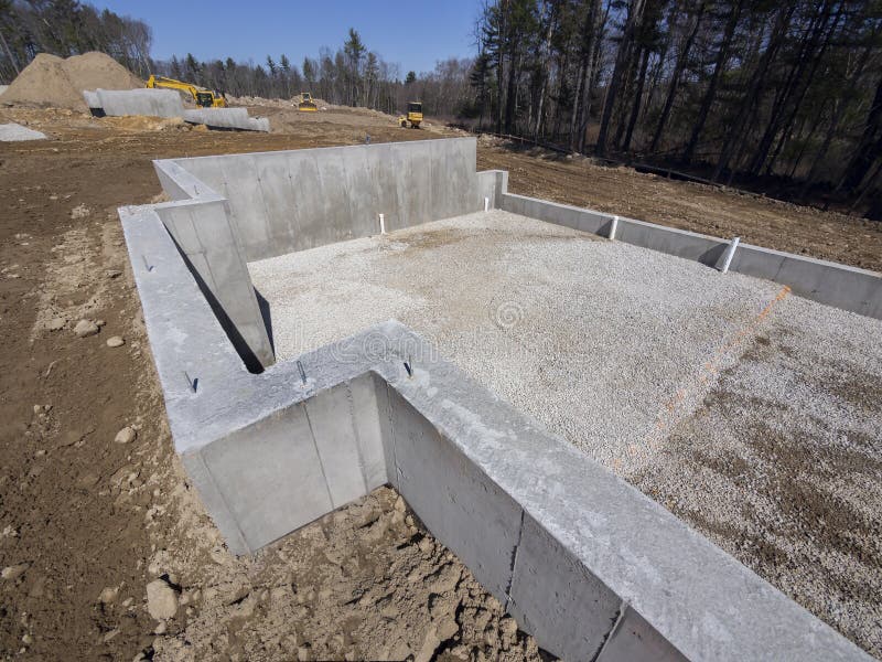 New Concrete House Foundation in the Suburbs Stock Image - Image of building, formwork: 177837839