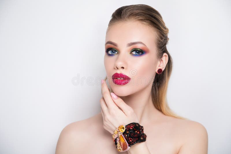 Woman bright make up perfect face royalty free stock photos Woman bright make up perfect face royalty free stock photos