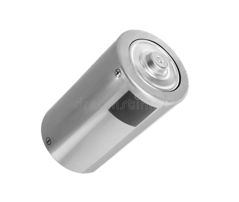 New D Battery Isolated on White. Dry Cell Stock Photo Image of
