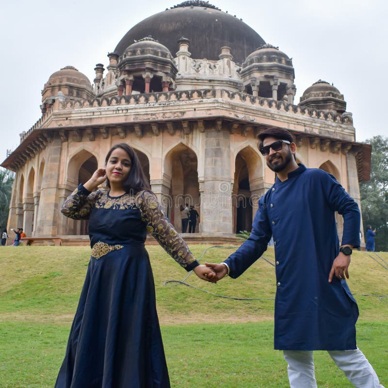 New Delhi India – November 25 2019 : a Couple Pose for Pre Wedding