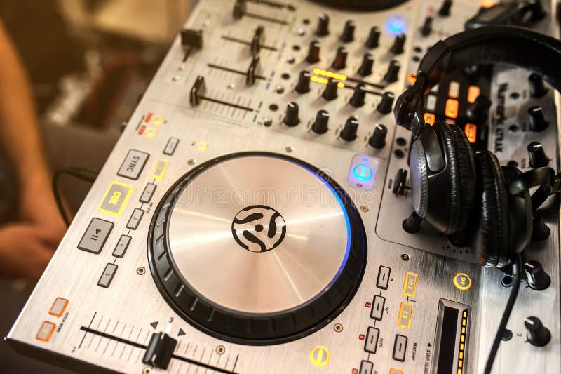 New DJ mixing desk stock image. Image of mixer, 191253545