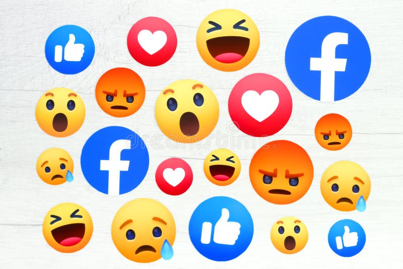 New Facebook like button 6 Empathetic Emoji Reactions on wooden background vector illustration New Facebook like button 6 Empathetic Emoji Reactions on wooden background vector illustration
