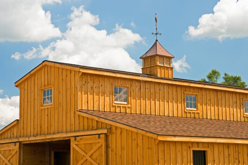 New farm barn with cupola stock image. Image of weather 6089365