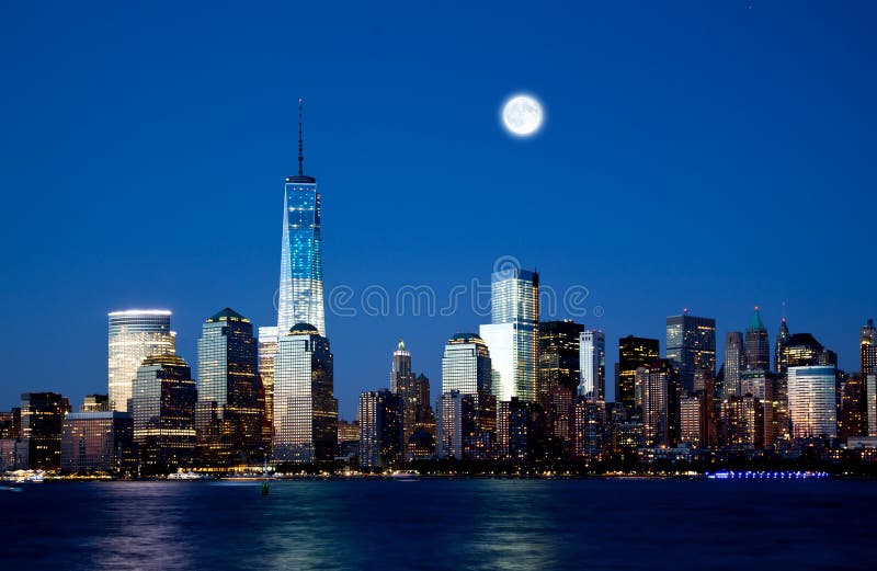 The new Freedom Tower and Lower Manhattan Skyline