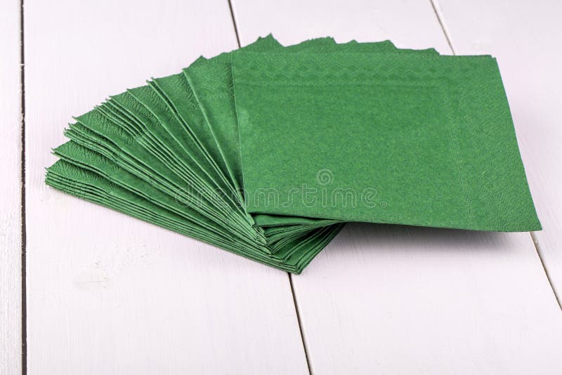 New Green Napkins on a White Stock Image Image of cheap, paper 78458811