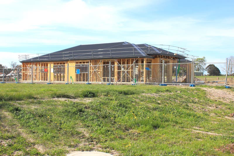 New home under construction stock photography