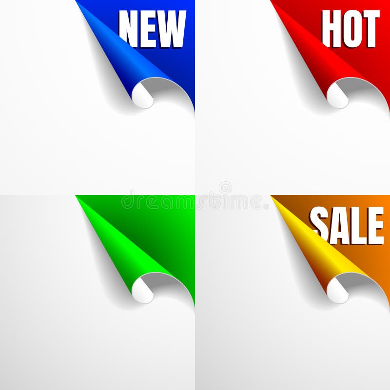 New Hot Sale Paper Sheet with Curled Corner. Vector Stock Vector