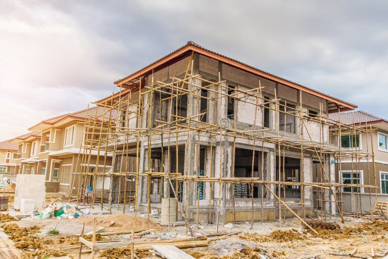 New House Under Construction at Building Site Stock Image - Image of  cement, dwelling: 111225383