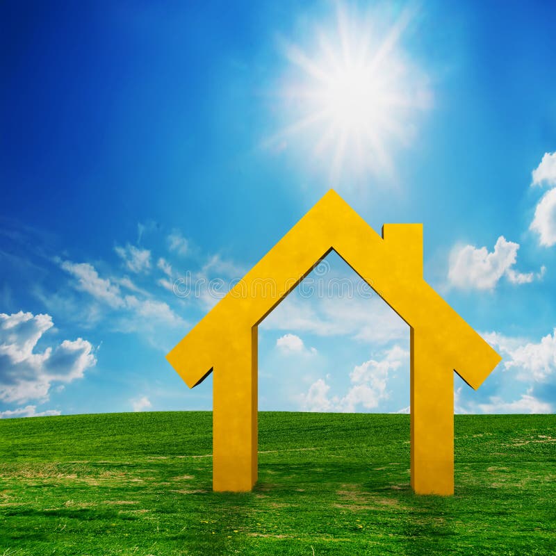 New house vision, project on field stock photography