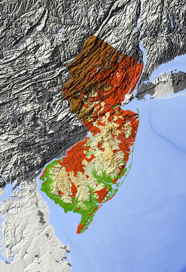 New Jersey, relief map stock illustration. Illustration of chart 5573798