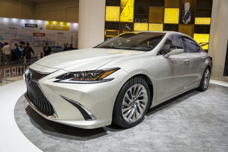 New Lexus ES car showcased in GIIAS 2018. Tangerang - Indonesia. August 14, 2018: New Lexus ES car showcased in an event of Gaikindo Indonesia International Auto royalty free stock photo New Lexus ES car showcased in GIIAS 2018. Tangerang - Indonesia. August 14, 2018: New Lexus ES car showcased in an event of Gaikindo Indonesia International Auto royalty free stock photo