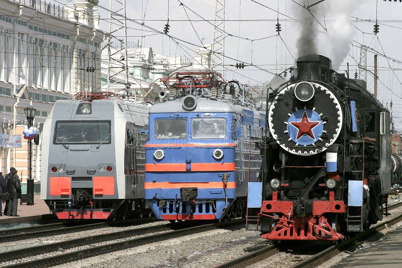 New locomotives and old steam locomotive