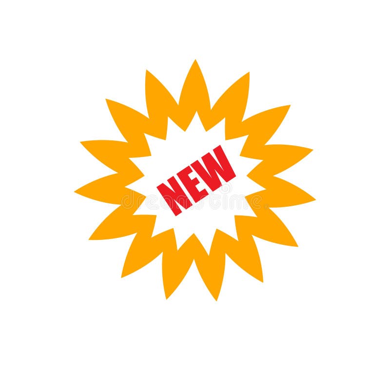 New Logo. Novelty icon. Yellow star or flower with letters. vector illustration New Logo. Novelty icon. Yellow star or flower with letters. vector illustration