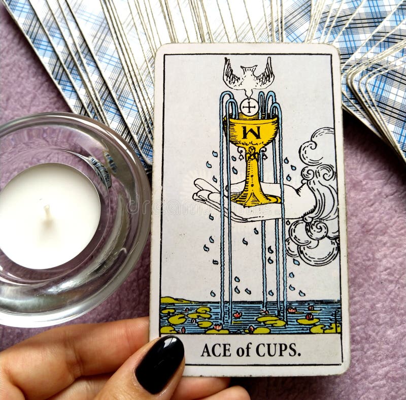 Ace of Cups Tarot Card New love Love Joy Happiness Happy News Contentment Beginnings of Love Conception Big Hearted Sharing