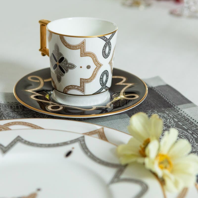 New luxury cup for tea stock photo. Image of setting 192884558