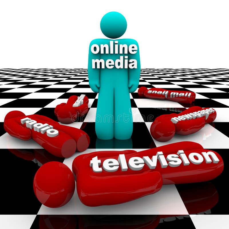 New Media Vs. Old Media the Battle is Won Stock Illustration Illustration of online, stands