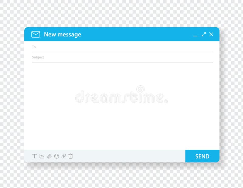 New message empty template realistic vector illustration.