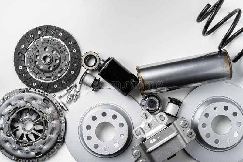 New Metal Auto Parts on Grey Background Stock Image Image of spanner, automobile 187512559