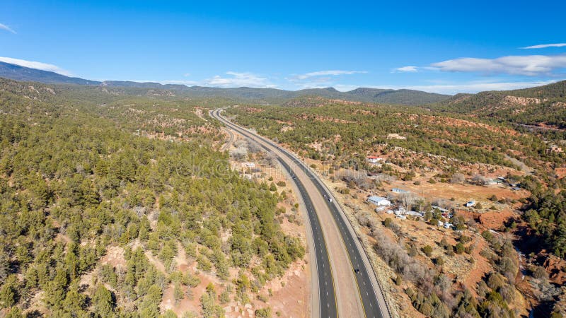 New Mexico highway stock photo. Image of aerial, winter - 248535202