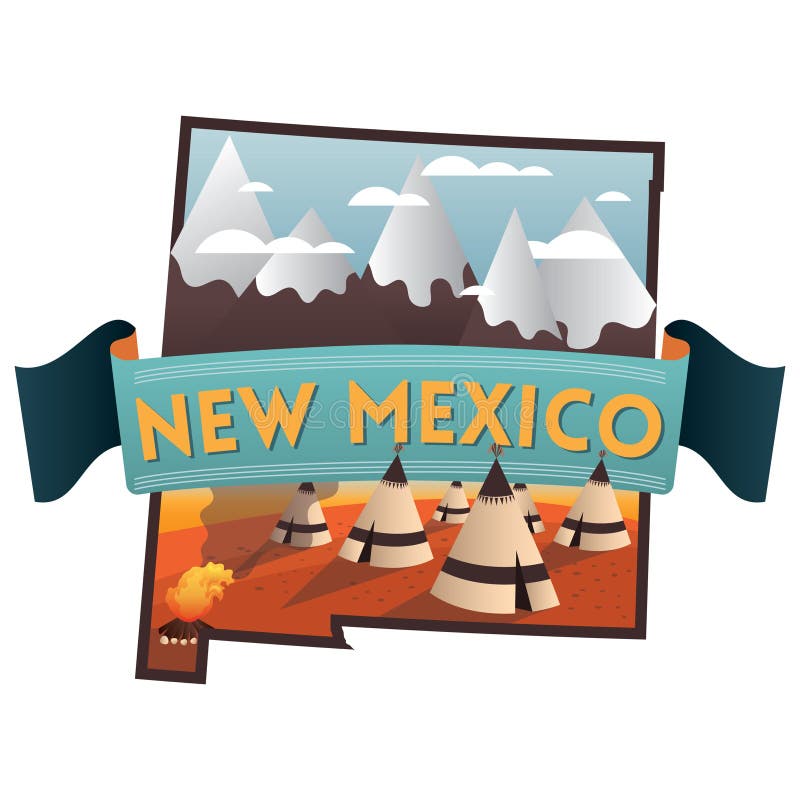 New Mexico State Map. Vector Illustration Decorative Design Stock Vector Illustration of