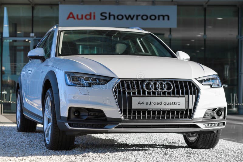 New model of 4WD crossover Audi A4 allroad quattro car. Munich, Germany - May 6, 2016: New contemporary model of 4WD crossover Audi A4 allroad quattro car with stock photography New model of 4WD crossover Audi A4 allroad quattro car. Munich, Germany - May 6, 2016: New contemporary model of 4WD crossover Audi A4 allroad quattro car with stock photography