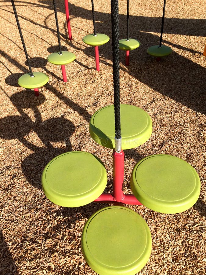 New Modern Playground Equipment Green Plastic at Park School Stock