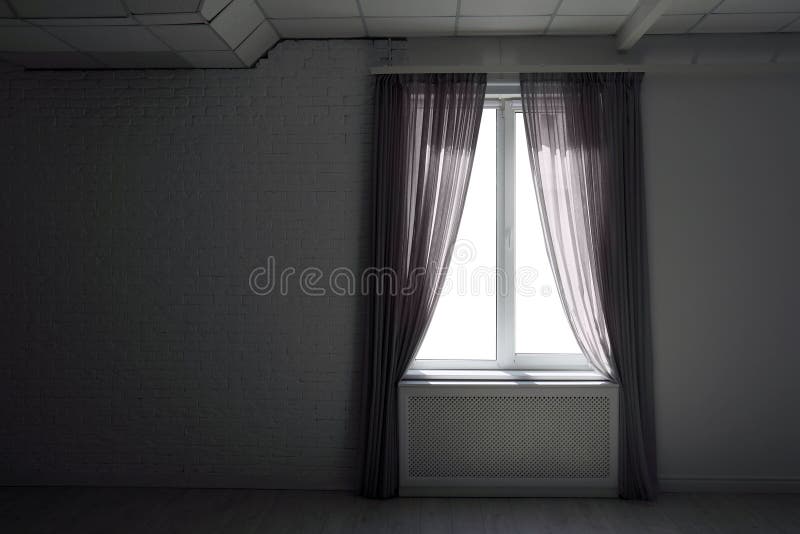 New modern window with curtains royalty free stock photo