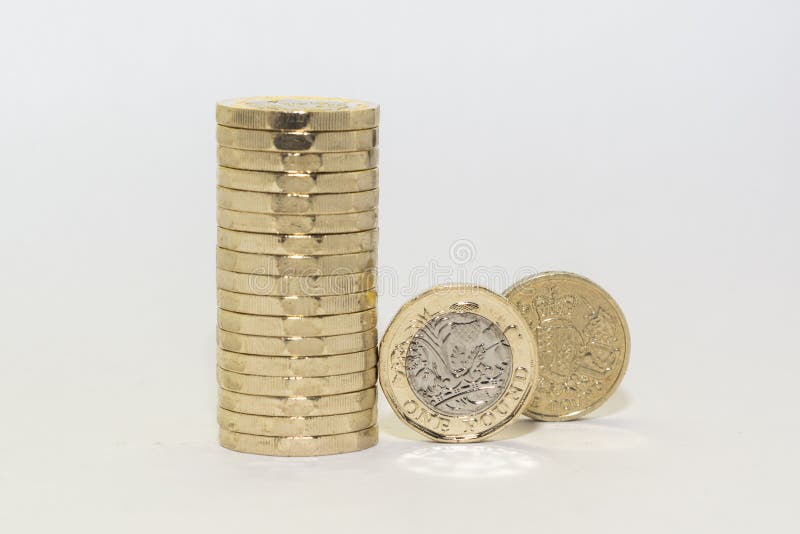 The set of new and old one pound coins in the UK. Decagon stock images, royalty-free photos and pictures