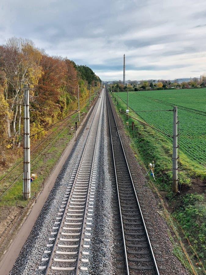New and Old Rail Tracks in Magdeburg, Germany Stock Photo - Image of