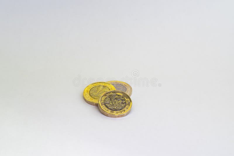 Detail of used One pound coin. Decagon stock images, royalty-free photos and pictures